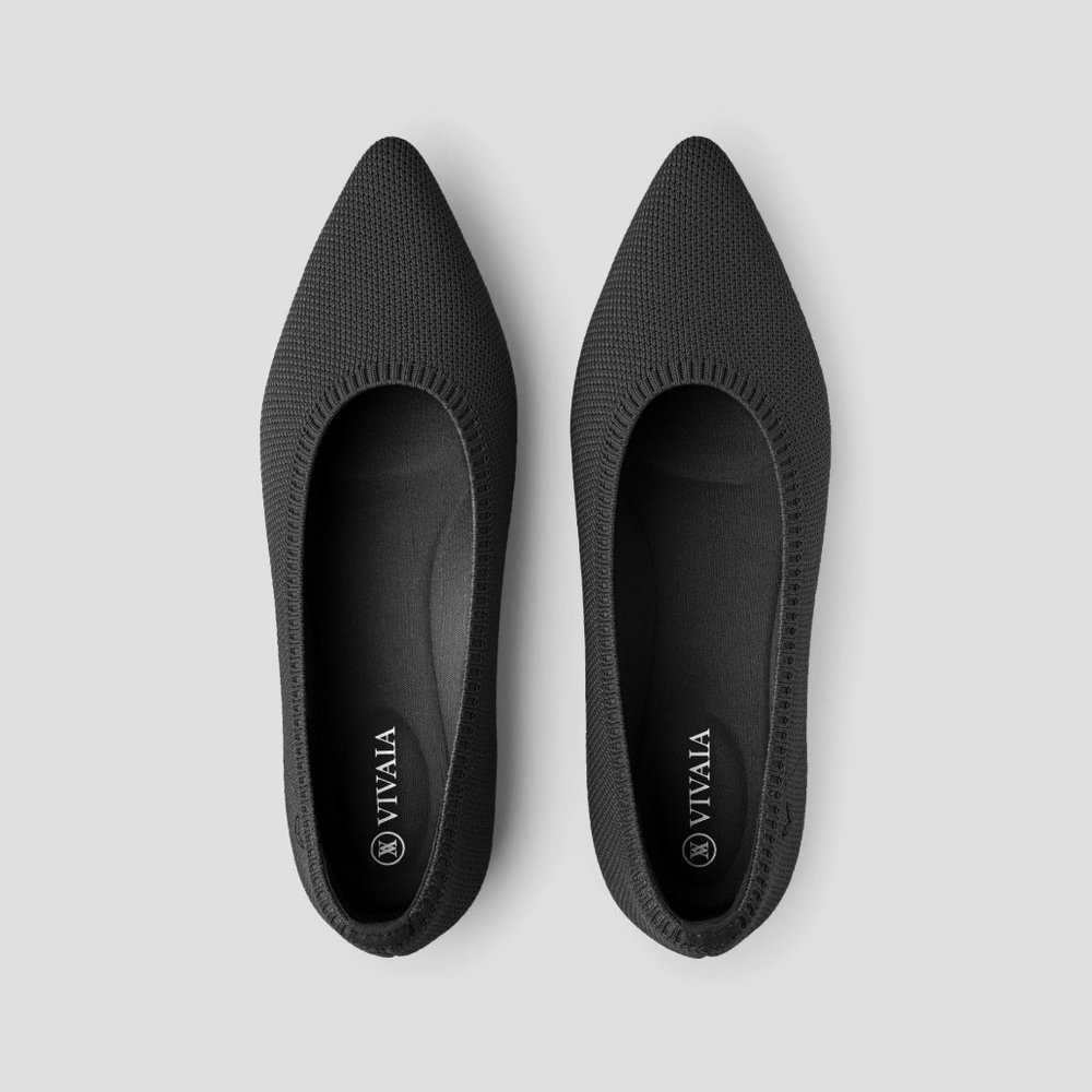 Vivaia Black Pointed-Toe Ballet Flats (Aria 5°) Size US 9 / EU 40